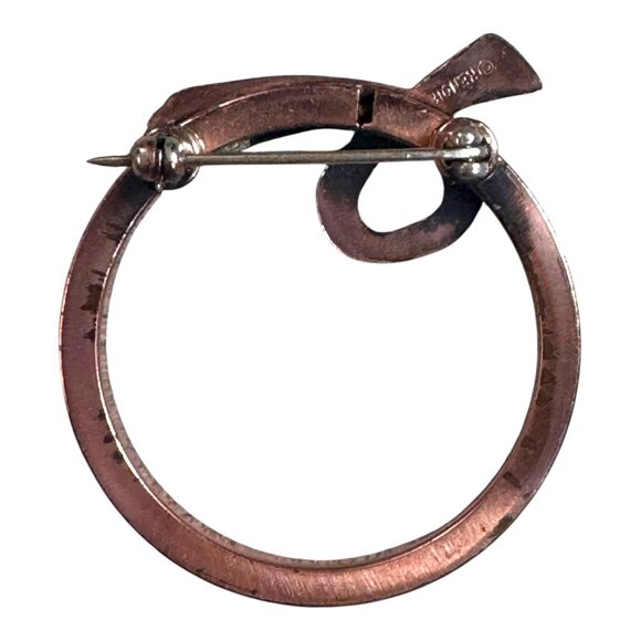 Vintage Renoir Copper Modernist MCM Circle Of Love Devotion 1.75'' Brooch Pin - Picture 2 of 6